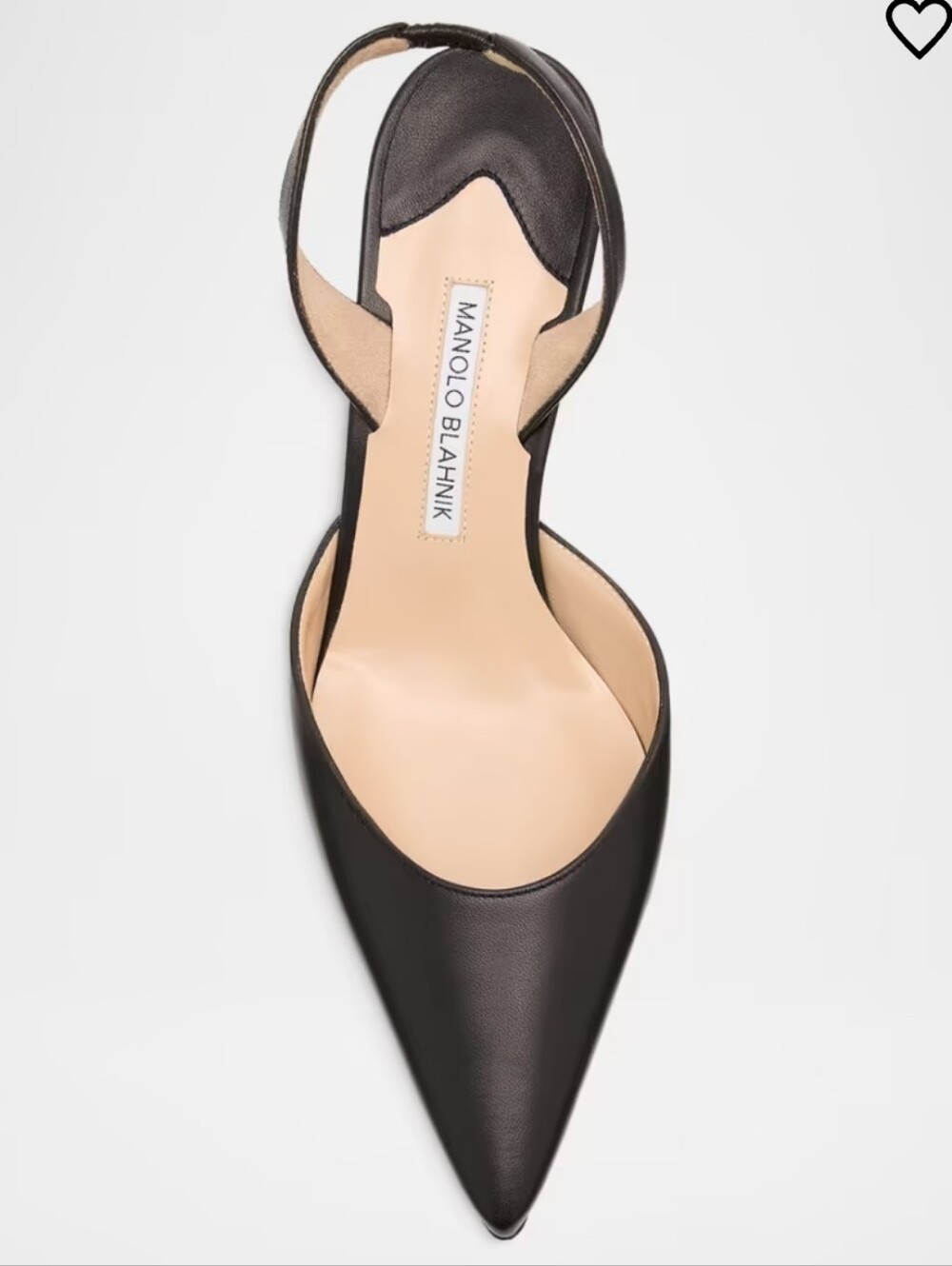 Manolo Blahnik Black Pointed Leather Slingback Pump